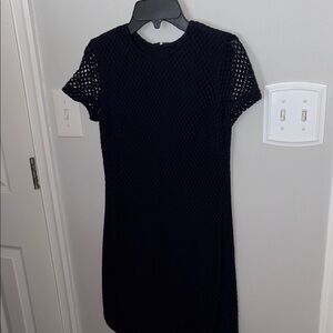 Banana Republic Navy Short-Sleeve Mesh Dress